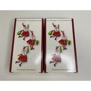 Set Of 2 Carlton Cards Heirloom Trio Of‎ Santas Christmas Ornaments- 6 Santas
